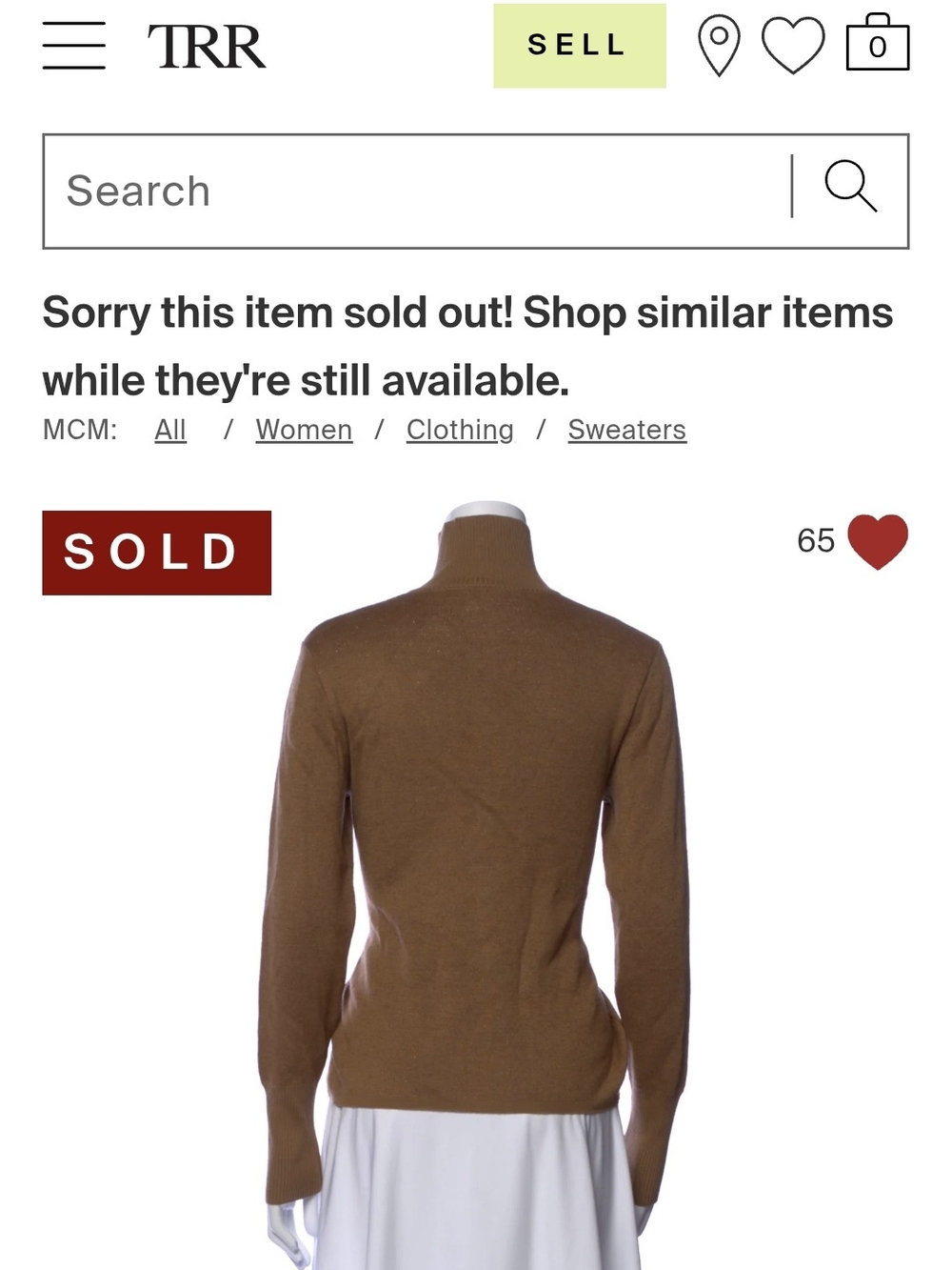 MCM Cognac Brown Turtleneck Sweater